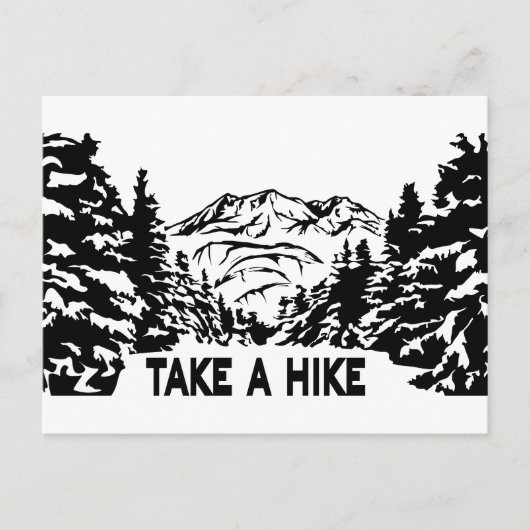 ハイキング引用文モノクロ山景色を撮る ポストカード (正面)