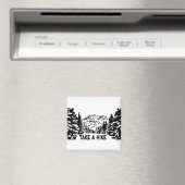ハイキング引用文モノクロ山景色を撮る マグネット (インサイチュ (食洗機))