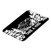 ハイキング引用文モノクロ山景色を撮る マグネット (左側)