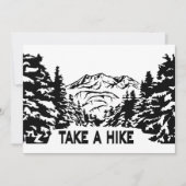 ハイキング引用文モノクロ山景色を撮る 招待状 (正面)