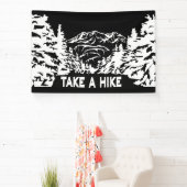 ハイキング引用文モノクロ山景色を撮る 横断幕 (インサイチュ)