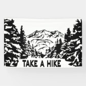 ハイキング引用文モノクロ山景色を撮る 横断幕 (横)