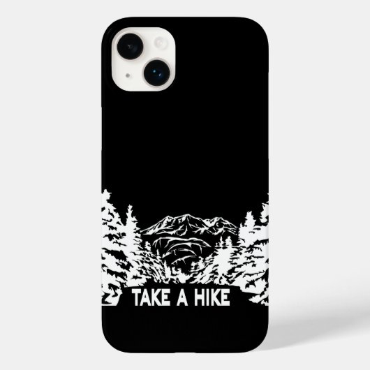 ハイキング引用文モノクロ山景色を撮る Case-Mate iPhoneケース (裏面)