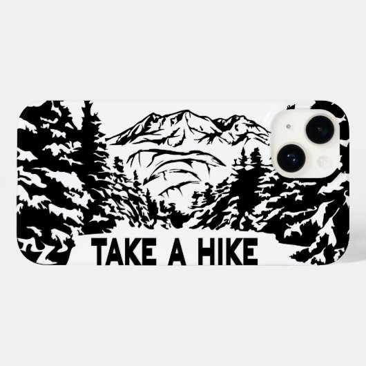 ハイキング引用文モノクロ山景色を撮る Case-Mate iPhoneケース (裏面 (横))
