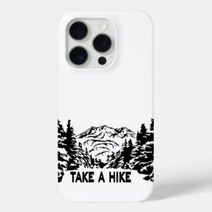 ハイキング引用文モノクロ山景色を撮る iPhone 15 PROケース