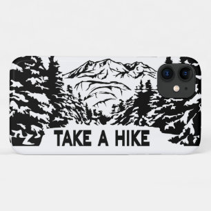 ハイキング引用文モノクロ山景色を撮る iPhone 11 ケース