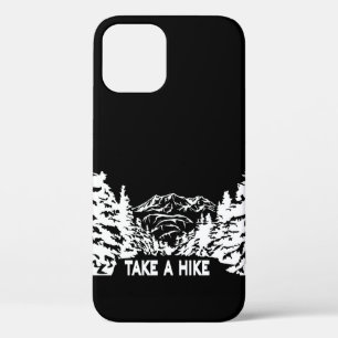 ハイキング引用文モノクロ山景色を撮る iPhone 12ケース