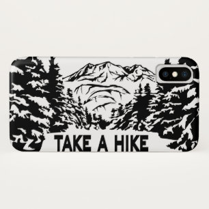 ハイキング引用文モノクロ山景色を撮る iPhone X ケース