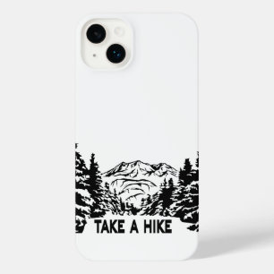 ハイキング引用文モノクロ山景色を撮る iPhone 14 PLUSケース