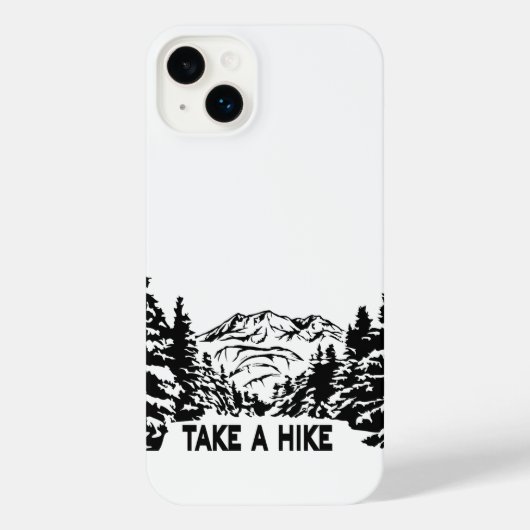ハイキング引用文モノクロ山景色を撮る iPhoneケース (裏面)