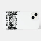 ハイキング引用文モノクロ山景色を撮る iPhoneケース (裏面横)
