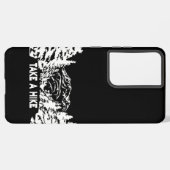 ハイキング引用文モノクロ山景色を撮る SAMSUNG GALAXYケース (裏面横)