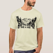 ハイキング引用文モノクロ山景色を撮る Tシャツ (正面)
