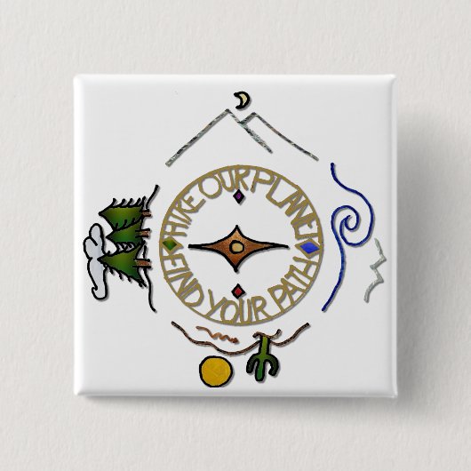 ハイキング我々の惑星ハイカーのソウルコンパス 缶バッジ (正面)