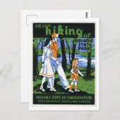 ハイキング楽しむアットインディアナ州パークスヴィンテージ ポストカード (正面/裏面)