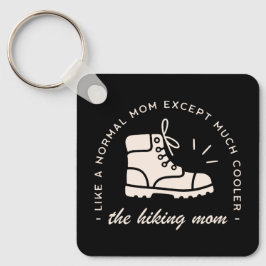 ハイキング母ハイカーおもしろいアウトドアヴィンテージブラック キーホルダー