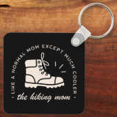 ハイキング母ハイカーおもしろいアウトドアヴィンテージブラック キーホルダー (裏面)