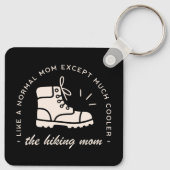 ハイキング母ハイカーおもしろいアウトドアヴィンテージブラック キーホルダー (裏面)