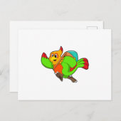 ハイキング用リュックを背負ったオウム ポストカード (正面/裏面)