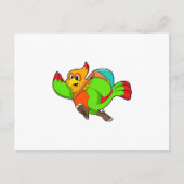 ハイキング用リュックを背負ったオウム ポストカード (正面)