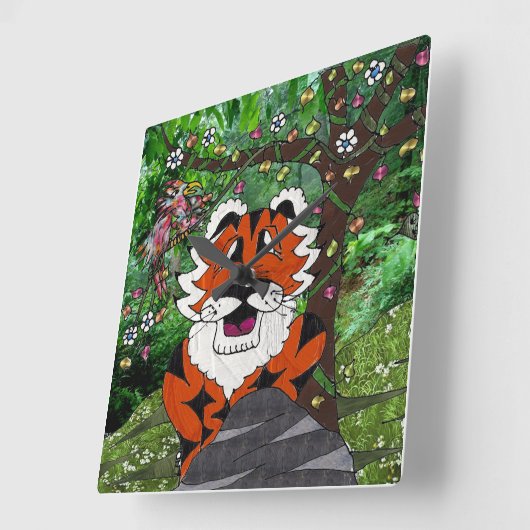 ハイキング私たちの惑星エコ – チームTgrrタイガー時計 スクエア壁時計 (傾斜)