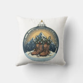 ハイキング素朴ブーツマウンテンシーンクリスマス クッション (裏面)