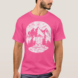 ハイキング自然フォレストウォーターフォールドウォンダーハイキング Tシャツ