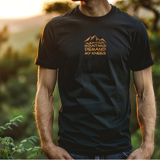 ハイキング キャンプ ユーモア 黒 オレンジ Tシャツ