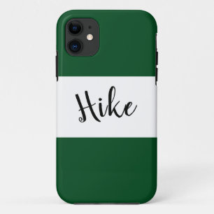 ハイキング テキスト ボールド ワイド キャンプ グリーン 白 ストライプ iPhone 11 ケース