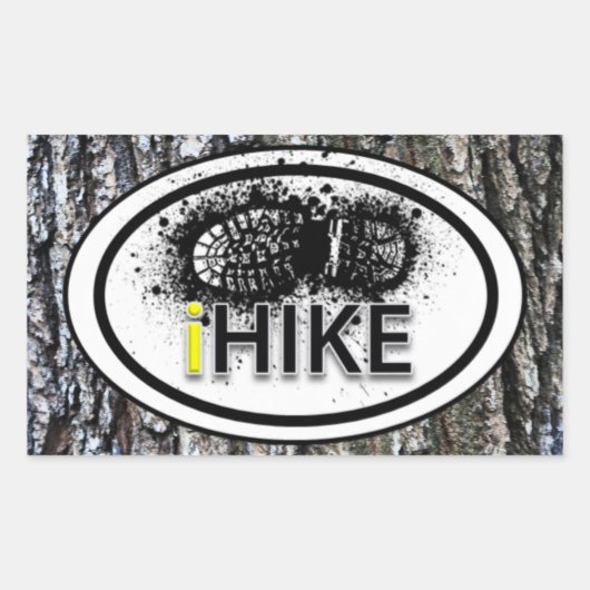 ハイキング"iHIKE"ブートプリントラベルシール 長方形シール (正面)