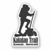 ハイキング – Kalau Trail - Kauai, Hawaii – ステッカー シール (正面)