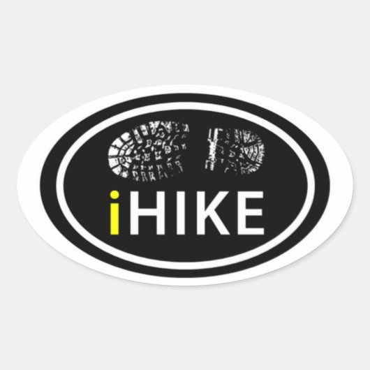 ハイキングiHIKEオーバルブートプリントラベルシール 楕円形シール (正面)