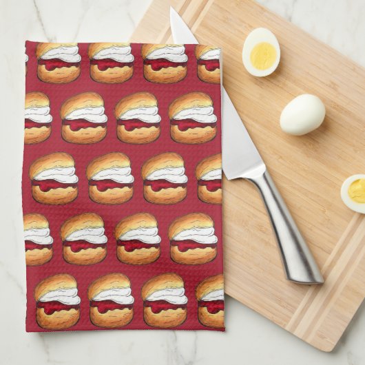 ハイクリームティースコーンジャムUKイギリスベーカリー食品 キッチンタオル (四つ折り)
