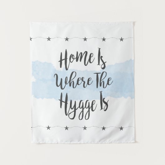 ハイゲウォーターカラーコージーホームパステルブルーホワイト タペストリー (正面)