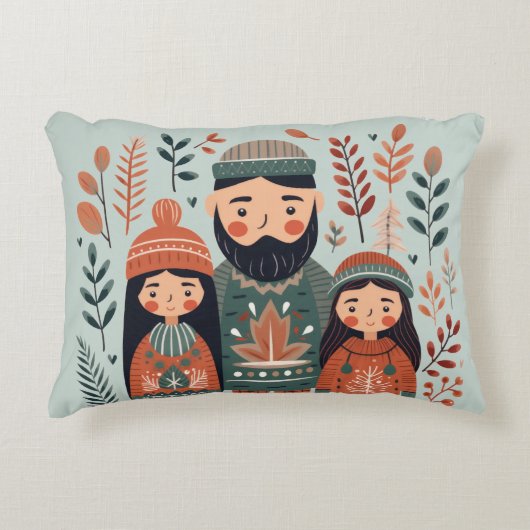 ハイゲクリスマススススススカンジナビアコージーファミリー アクセントクッション (正面)