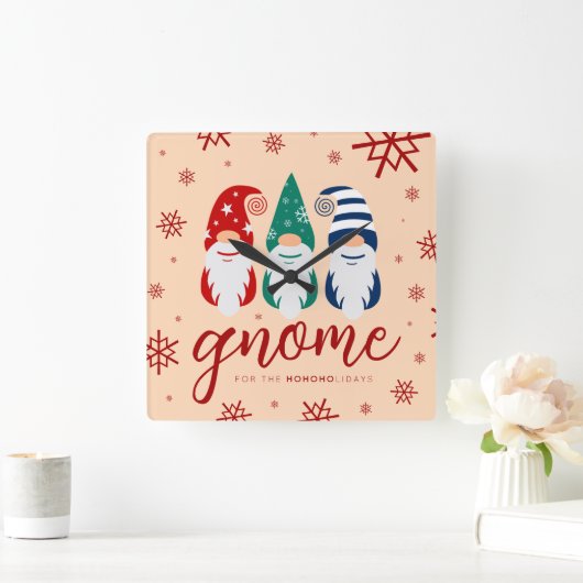 ハイゲクリスマス格言フォーザホリデーズスノーフレーク スクエア壁時計 (ホーム)