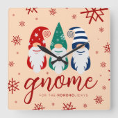 ハイゲクリスマス格言フォーザホリデーズスノーフレーク スクエア壁時計 (正面)