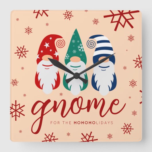 ハイゲクリスマス格言フォーザホリデーズスノーフレーク スクエア壁時計 (正面)