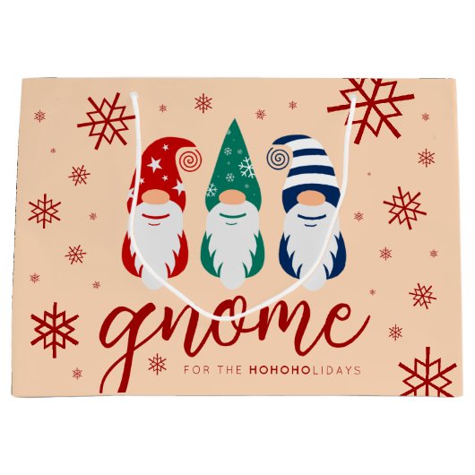 ハイゲクリスマス格言フォーザホリデーズスノーフレーク ラージペーパーバッグ (正面)