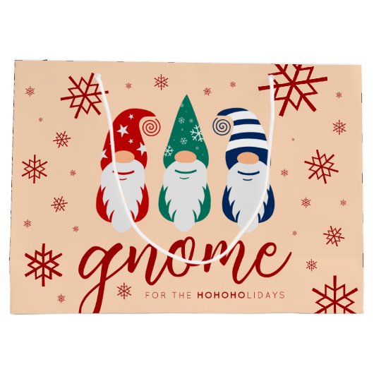 ハイゲクリスマス格言フォーザホリデーズスノーフレーク ラージペーパーバッグ (裏面)