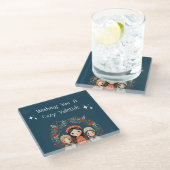 ハイゲクリスマス母娘リース ガラスコースター (アングル)