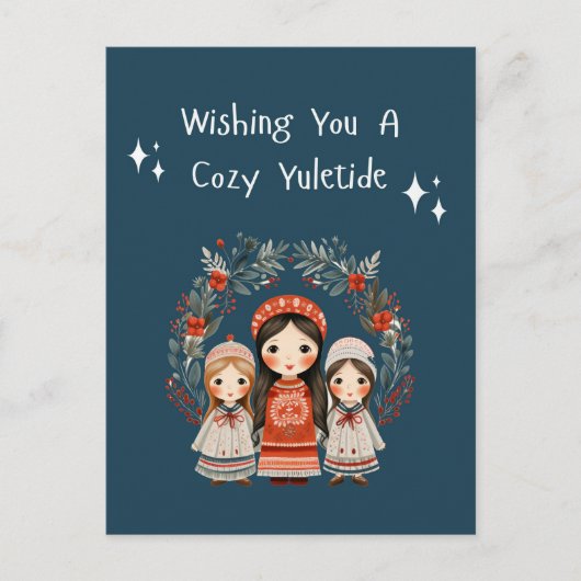 ハイゲクリスマス母娘リース シーズンポストカード (正面)