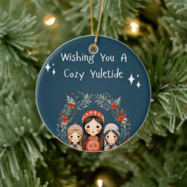 ハイゲクリスマス母娘リース セラミックオーナメント