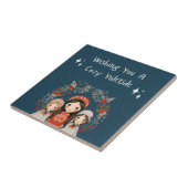 ハイゲクリスマス母娘リース タイル (側面)