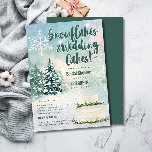 ハイゲスノーフレーク結婚とズケーキブライダルシャワー 招待状