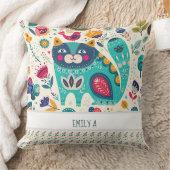 ハイゲデコパーソナライズされたールキャットフォークアートギフト クッション (ブランケット)