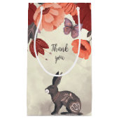 ハイゲフォークアートラビットバタフライフローラ誕生日 スモールペーパーバッグ (正面)