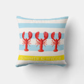 ハイゲブルー白い夏のストライプロブスター クッション (裏面)