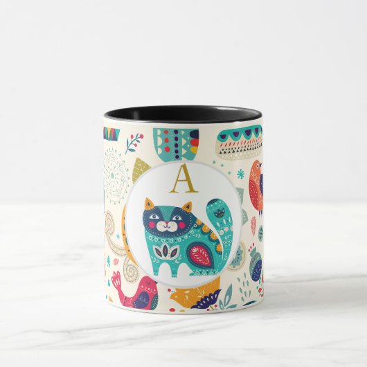 ハイゲムグズコージーキャットパーソナライズされたかわいらしフォークアート マグカップ (中央)