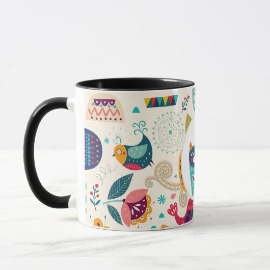 ハイゲムグズコージーキャットパーソナライズされたかわいらしフォークアート マグカップ (左)